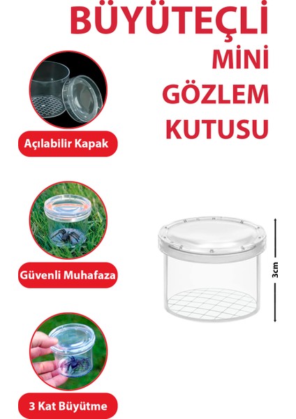 Çocuklar Için Büyüteçli Mini Gözlem Kutusu | Katı Aktarma Etkinlik Cımbızı | Karışık Renkli fiyatları