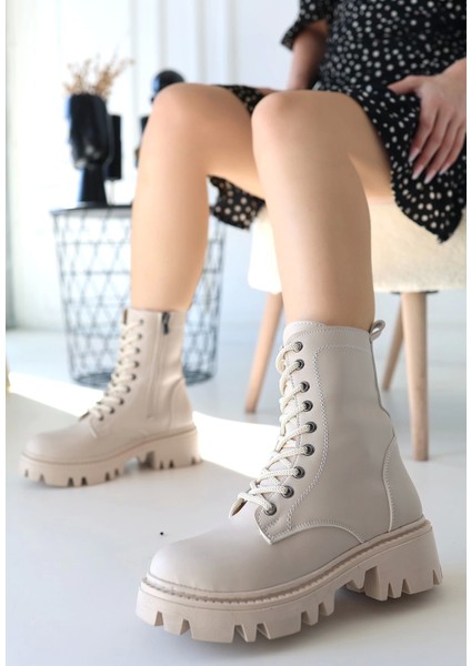 Flona Bej Cilt Bağcıklı Bot fiyatları