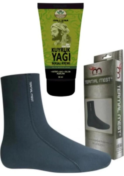 Kas İskelet Artrit Kuyruk Yağı Masaj Kremi 50 ml Su Ve Isı Geçirmeyen Mest Çorap (S)