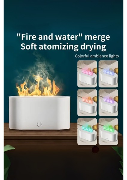 Aroma Difüzör Hava Nemlendirici Ultrasonik Soğuk Sis Makinesi LED Aydınlatma Simülasyonu Renkli Alev Koku Makinesi