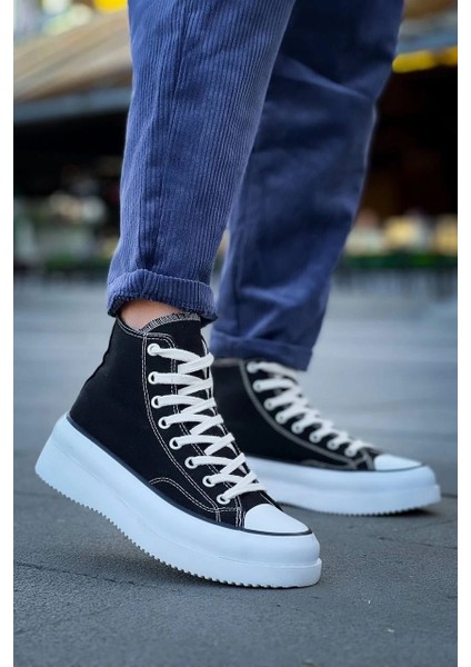 Kb-Cx-3 Kuback Uzun Siyah Keten Beyaz Yüksek Taban Spor Ayakkabı fırsatları