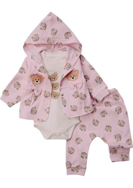 Ayı Süzeneli Üçlü Kız Bebek Takım