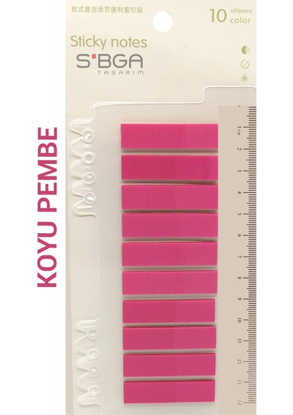 Şeffaf Koyu Pembe Renkli Postit Post-It Post It. Kitap Ayracı Ayraç Postit Sticker Not Kağıdı 200 Yaprak