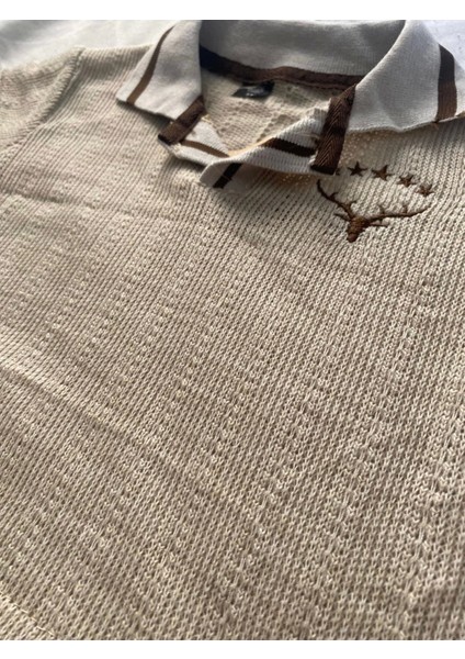 Erkek Triko Geyik Kafası Yıldız Nakışlı 2'li Takım / Kahve fiyatları