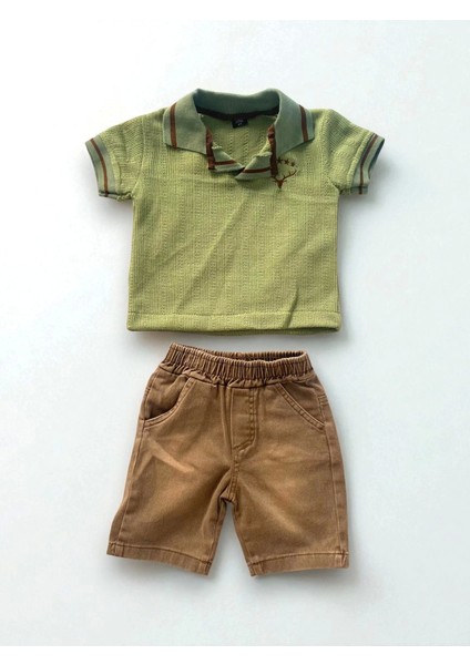 Erkek Triko Geyik Kafası Yıldız Nakışlı 2'li Takım / Yeşil