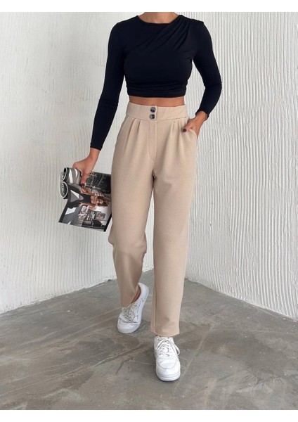 Örme Krep Pantolon Çift Düğmeli fiyatları
