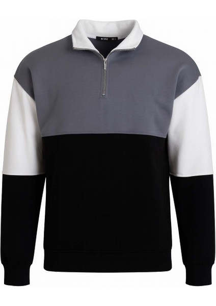 Siyah - Beyaz - Gri Erkek Sweatshirt 5719