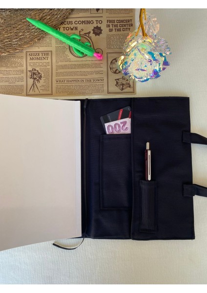 Etnik Desenli Kitçan Kitap Çantası + 17X24 cm Düz Defter | 80 Sy | Selefon Kapaklı modelleri