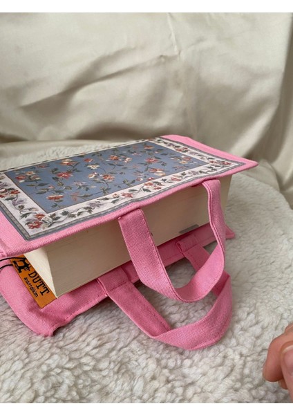 Baskılı Kitap Çantası Yıkanabilir Halı Desen Pembe