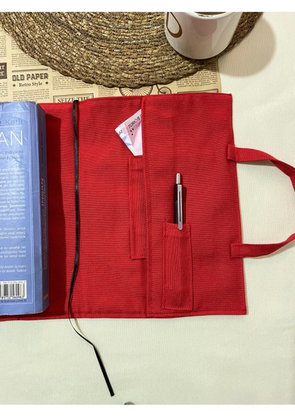 Kitçan Su Itici Kumaş Kitap Çantası – Kırmızı, Çiçek ve Kütüphane Tasarımlı fiyatları