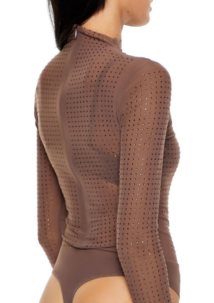 Kristal Taşlı Yüksek Yaka Bodysuit modelleri