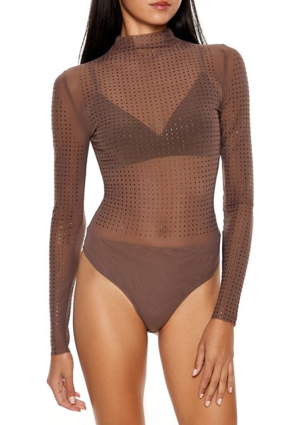 Kristal Taşlı Yüksek Yaka Bodysuit fırsatları