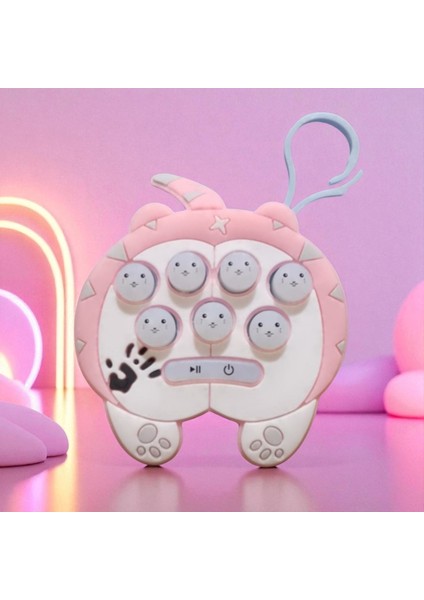 Pembe Mini Elektronik Popit Sesli Işıklı Popit Akıl Oyunları Eğitici Oyuncak Popit Mini 6x6 cm