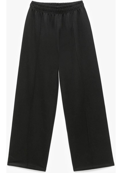 Pamuklu Beli Lastikli Geniş Paça Siyah Kız Çocuk Pantolon 6WKG40071AK