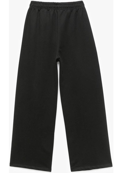 Pamuklu Beli Lastikli Geniş Paça Siyah Kız Çocuk Pantolon 6WKG40071AK fiyatları