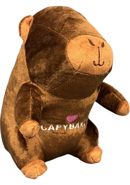 Capybara Oturan Nakışlı Peluş, Uyku Arkadaşı Kapibara Peluş Yastık 25 cm