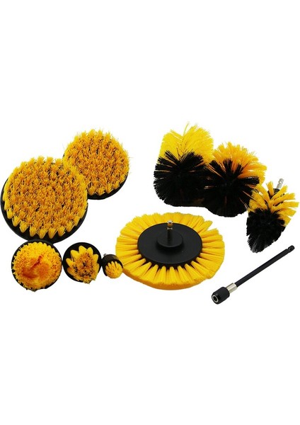 10PCS =9pcs Fırça + 1pcs Uzatma APARATI=15CM Matkap Uçlu Fırça Seti (4172)