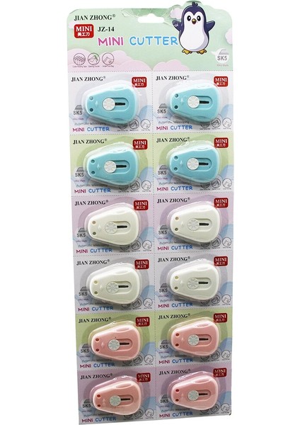 12 Adet Mini Cep - Çanta Penguen Falçata - Maket Bıçak (4172)