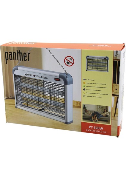 Dikdörtgen Model Sinek Öldürücü Cız Makine 2X10W Masa Üstü - Askı Halkalı ETKİ=40M 226X38X7CM V (4172)