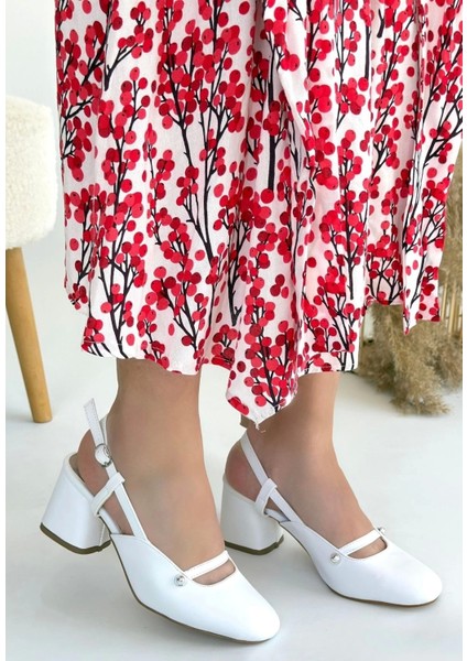Jecci Beyaz Cilt Topuklu Ayakkabı modelleri