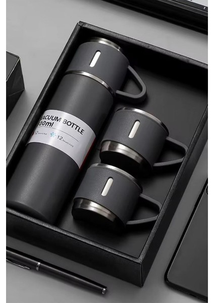 Kişiye Özel 3 Bardaklı 500ML Çelik Araç Baskılı Termos–12 Saat Isı Koruma, Sızdırmaz ve Taşınabilir modelleri