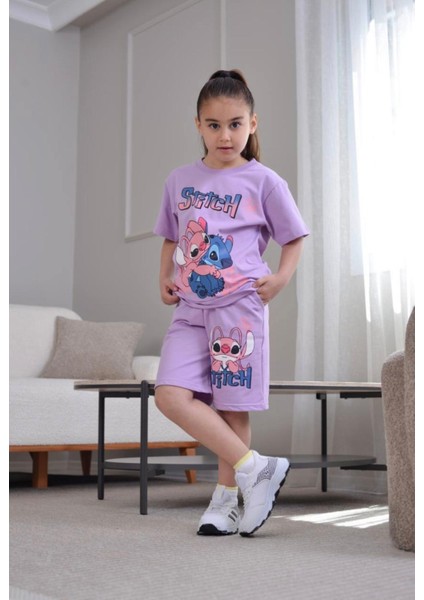 Stitch Baskılı Kız Çocuk Kız Alt-Üst Takım