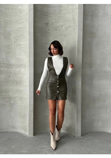 Deri Jile Elbise Haki W24796 indirimleri