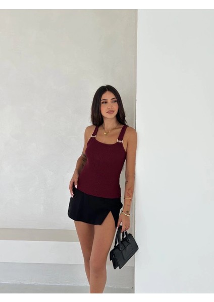 Ottoman Toka Askılı Bluz Bordo S4194 fiyatları