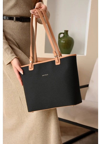 Kadın Lakost Kumaş Büyük Boy Konforlu El Çantası