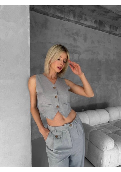 Essential Yelek Pantolon Takım Gri S255254 modelleri