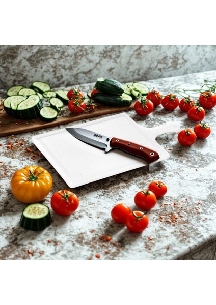 Beyaz Saplı Kesme Tahtası -Kaymaz Yüzeyli,saplı,gıdaya Uygun