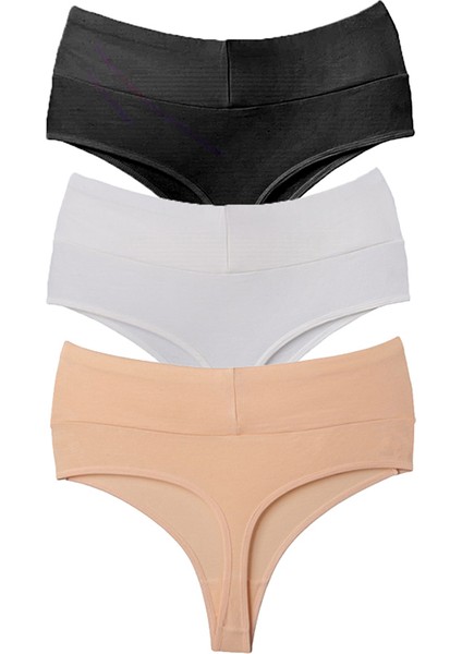 Tanga Yüksek Bel Toparlayıcı Pamuk 3'lü Paket
