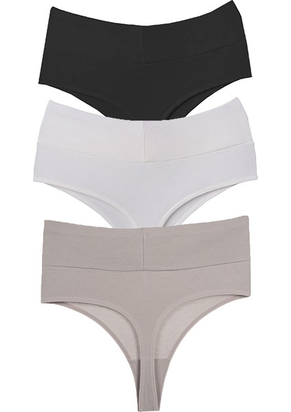 Tanga Yüksek Bel Toparlayıcı Pamuk 3'lü Paket