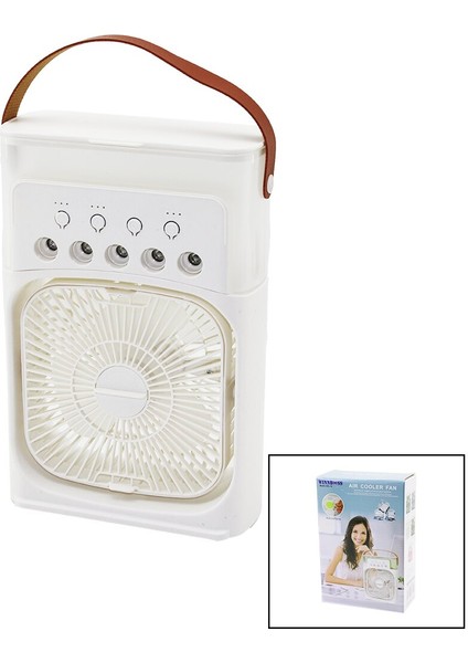 3in1 Hava Nemlendirme - Fan - Gece Lambası Masa Üstü Buzlu Vantilatör 360 Derece USB Şarj 3kademe Hız (4172)