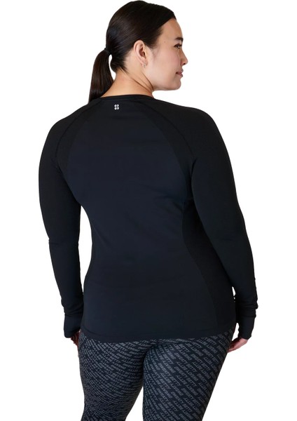 Athlete Seamless Workout Long Sleeve Top Kadın Siyah Fitness Tişört