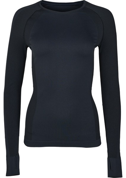 Athlete Seamless Workout Long Sleeve Top Kadın Siyah Fitness Tişört