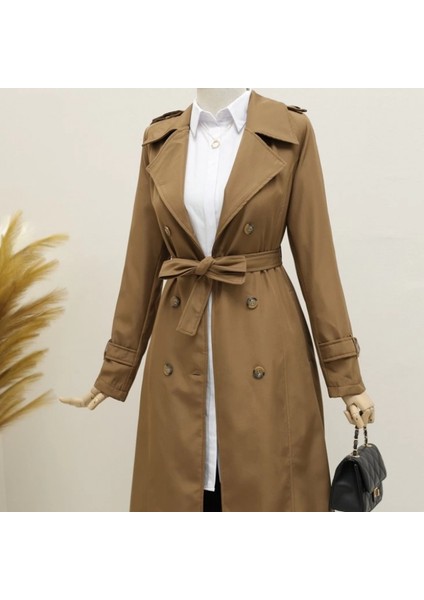 Astarlı Kemerli Trenckot Taba