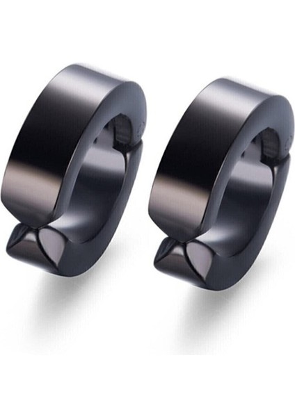 Sıkıştırmalı Deliksiz Trend Çelik Siyah Unisex Kalın Halka Küpe Fake Küpe Ear Cuff 2 Adet fırsatları