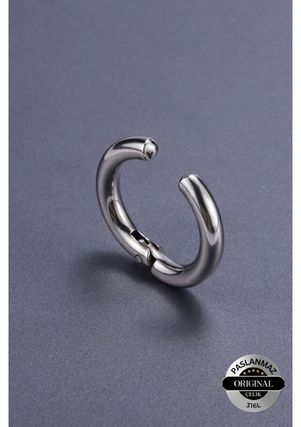 Deliksiz Trend Çelik Unisex Fake Dudak Burun Kulak Kıkırdak Septum Halka Küpe Ear Cuff 1 Ad.