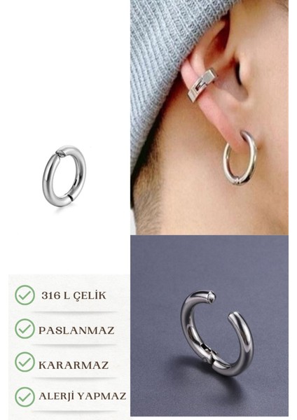 Deliksiz Trend Çelik Unisex Fake Dudak Burun Kulak Kıkırdak Septum Halka Küpe Ear Cuff 1 Ad. fiyatları