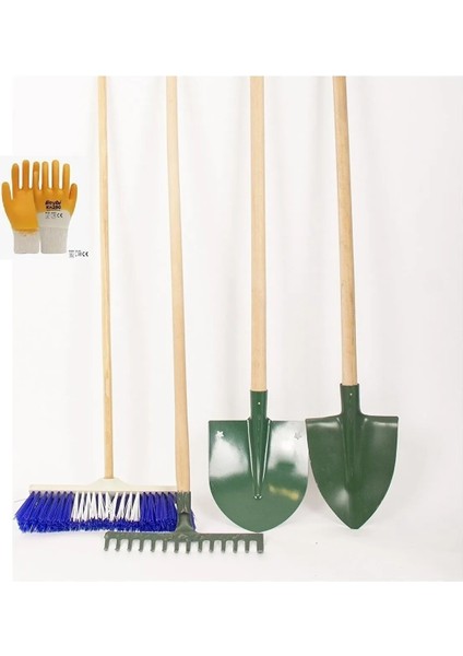 Bahçe Küreği, Bel Küreği, Tırmık, Çalı Fırça ve Eldiven Set 9 Parça