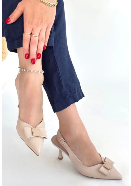 Leyya Bej Cilt Topuklu Ayakkabı fiyatları