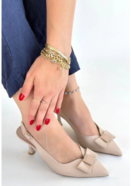 Leyya Bej Cilt Topuklu Ayakkabı modelleri