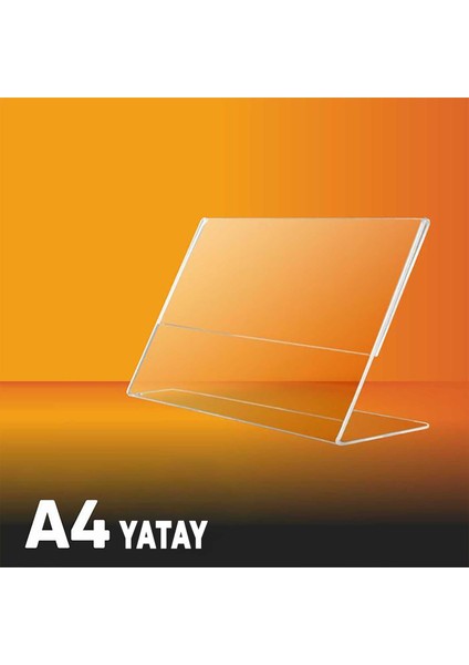 A4 Şeffaf Pleksi L Tipi Yatay 20'li Menü Standı Föylük Broşürlük Masaüstü Fiyatlık Duyuru Ilan Sergileme Mağaza Otel Restoran Kafe fiyatları