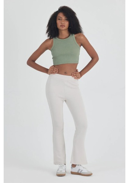 Kadın Çelikli Likralı Yan Yırtmaçlı Ispanyol Paça Alt