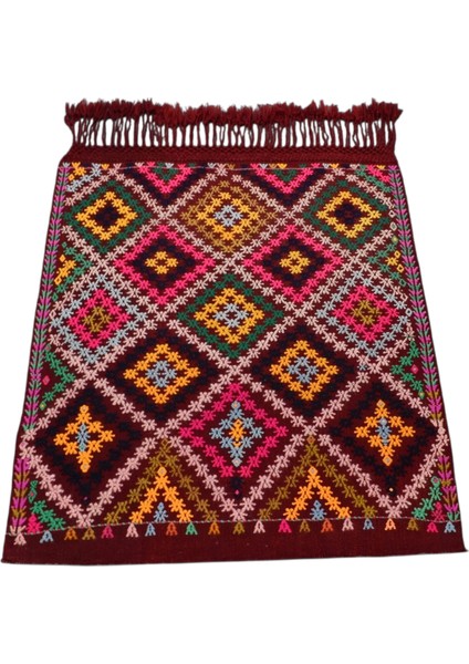 El Dokuma Nadide Renkli Çumra Yörük Yün Bukleli Kilim 6303