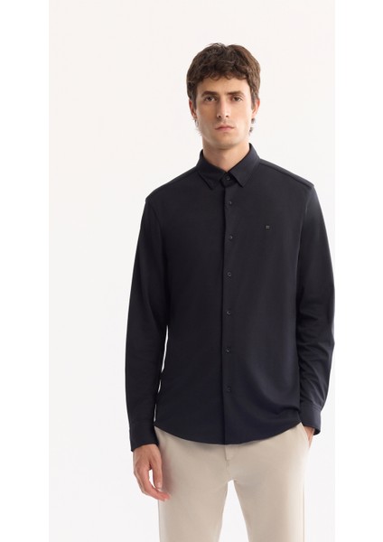 Erkek Siyah Klasik Yaka Hızlı Kuruyan Non-Iron Slim Fit Gömlek A52Y2122 fiyatları