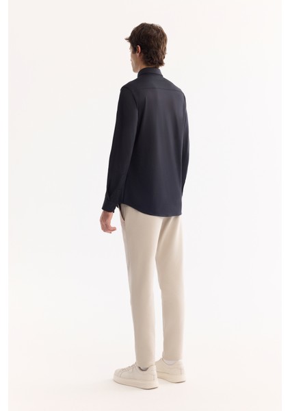 Erkek Siyah Klasik Yaka Hızlı Kuruyan Non-Iron Slim Fit Gömlek A52Y2122