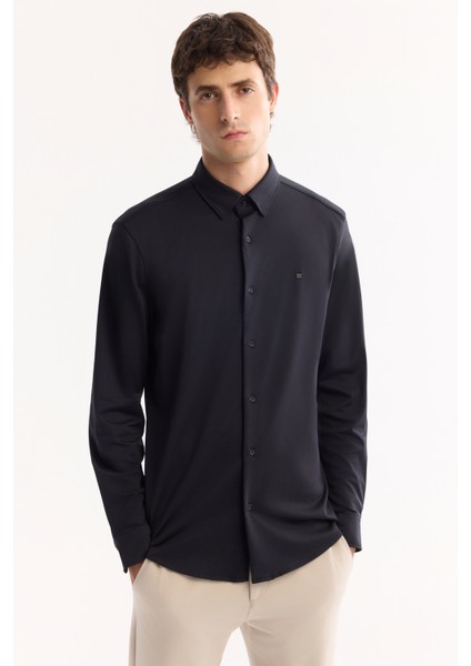 Erkek Siyah Klasik Yaka Hızlı Kuruyan Non-Iron Slim Fit Gömlek A52Y2122 modelleri