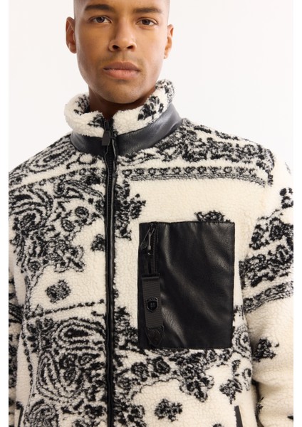 Erkek Beyaz Dik Yaka Rüzgar Geçirmez -4 Dereceye Dayanıklı Peluş Comfort Fit Mont A52Y6183 fiyatları